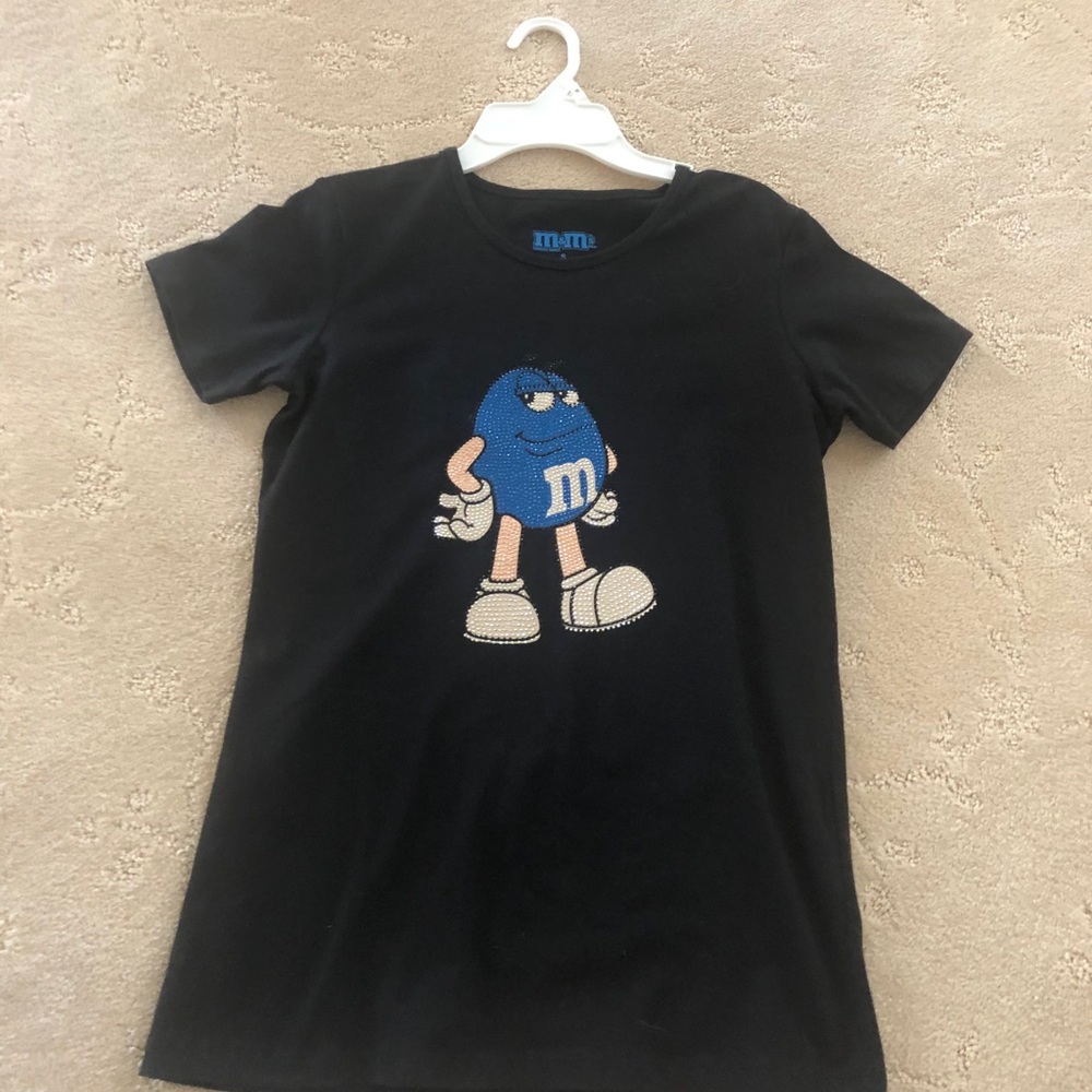 Bedazzled blue M&M shirt